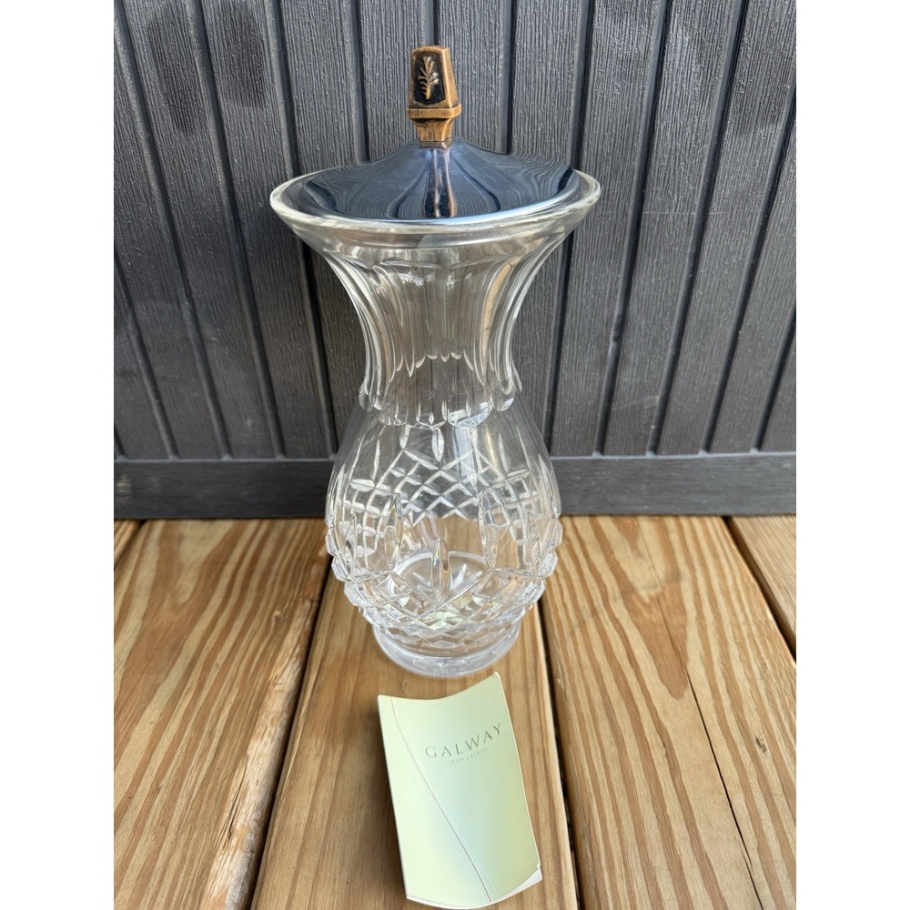 Vintage Galway Irish 24% Leaded Crystal Large 12" Vase With Lid